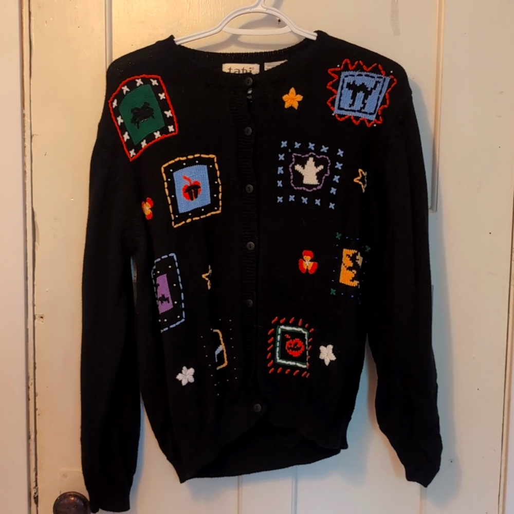 VINTAGE TABI International Knit Halloween Button Up Sweater Size Medium